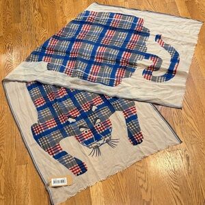 Inoui Toosh Plaid Tiger Print Scarf, wool, NWT